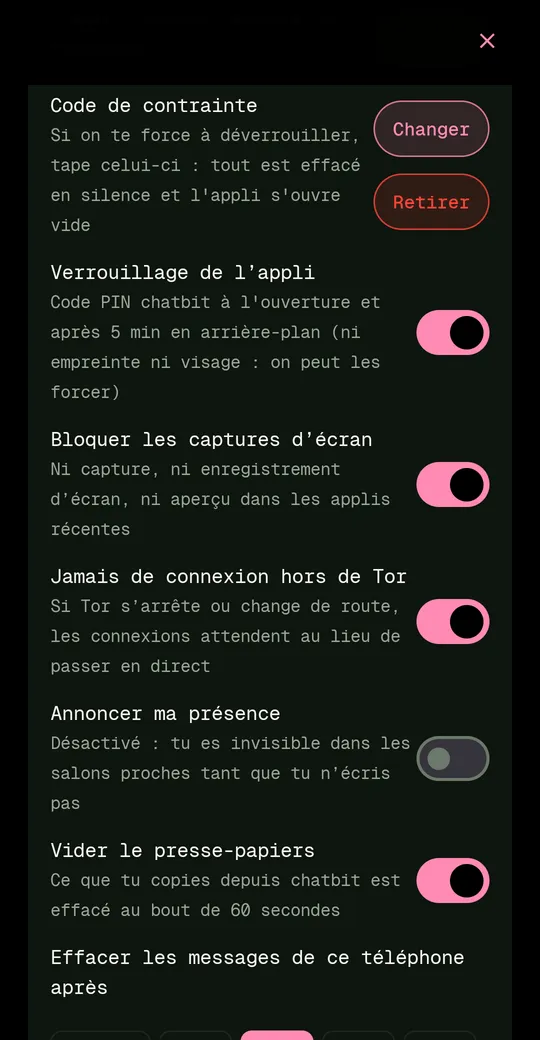 Réglages de sécurité : 11 protections actives